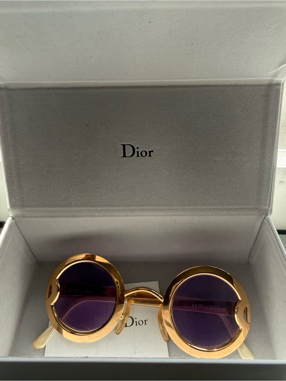 Vintage Christian Dior 2918 Round Sunglasses — Mother of Pearl Gold